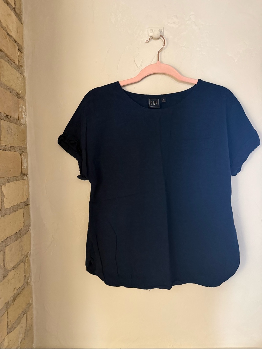 Gap Women's Navy Short Sleeve Linen blend Blouse XS